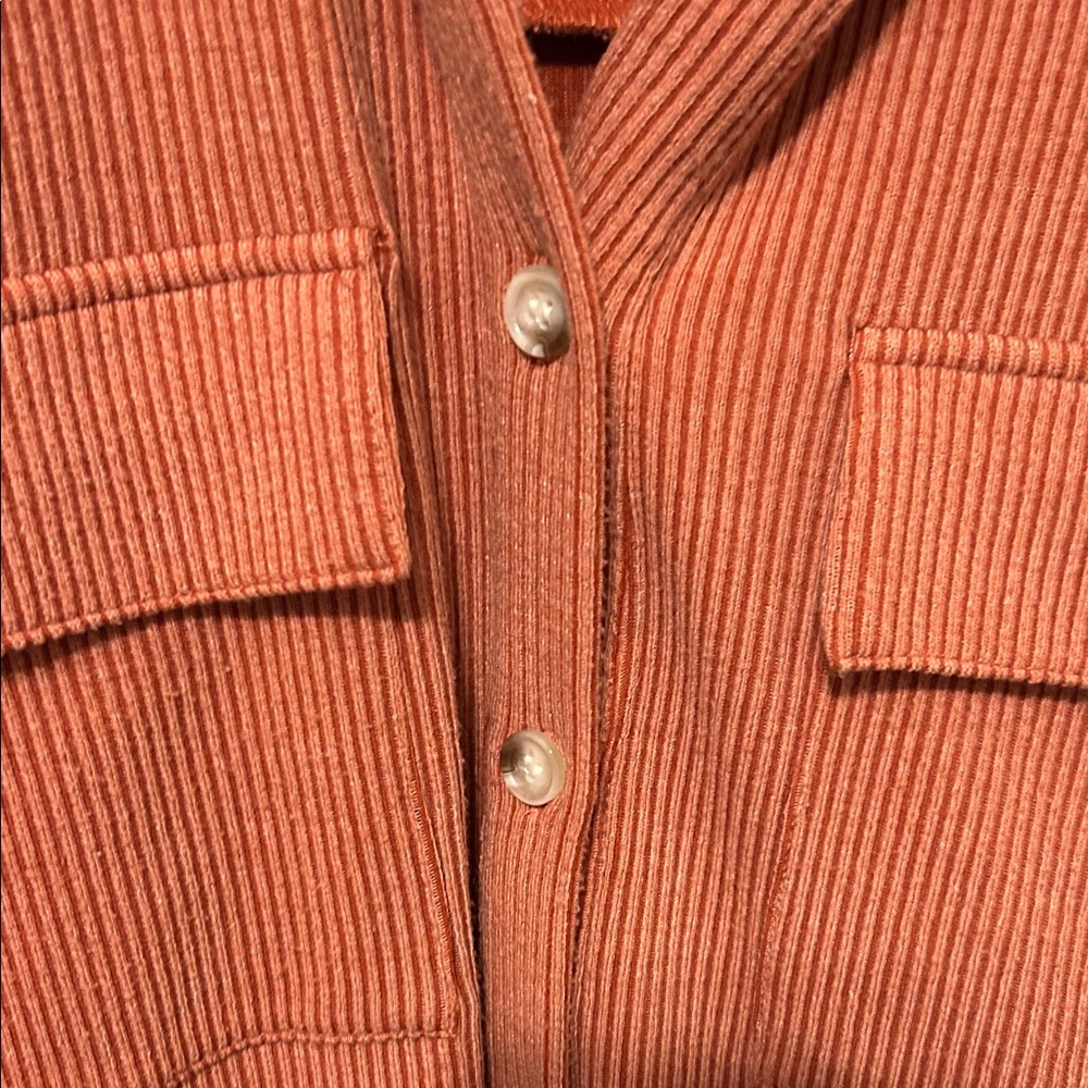 Peach Love California Terracotta Ribbed Shacket - Picture 3 of 8